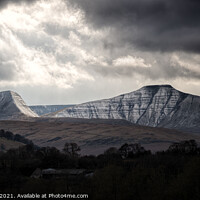 Buy canvas prints of Late Snow over the Beacons by Karl McCarthy