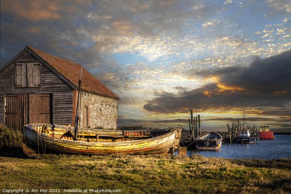 Serene Sunrise at Thornham Staithe  Picture Board by Jim Key