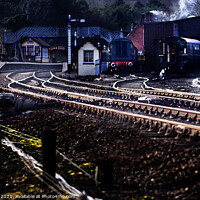 Buy canvas prints of Steam Train Waiting at the Platform Digital Art  by Jim Key