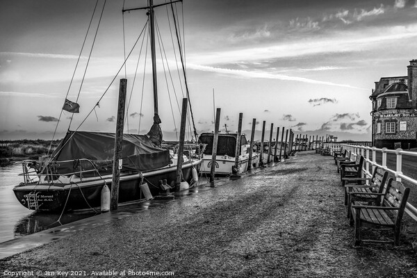 Blakeney Quay Norfolk Black and White  Picture Board by Jim Key
