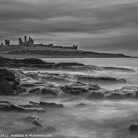Buy canvas prints of Dunstanburgh Castle Northumberland Black and White by Jim Key