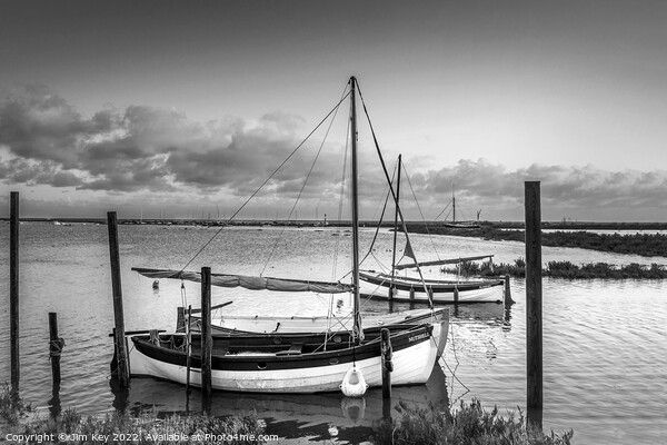 Blakeney Quay Norfolk Black and White Picture Board by Jim Key