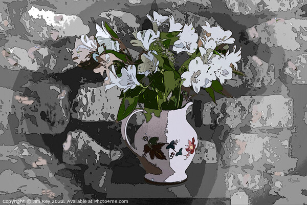 Alstroemeria Flowers in a Colourful Jug Picture Board by Jim Key