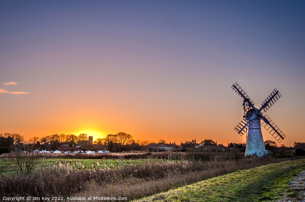 Thurne Dyke Sunrise Norfolk Broads  Picture Board by Jim Key