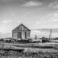 Buy canvas prints of The Coal Barn at Thornham  Black and White by Jim Key