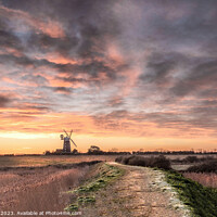 Buy canvas prints of Tower Windmill Sunrise Norfolk  by Jim Key