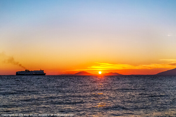 Blue Star Ferry Agean Sea at Sunset  Picture Board by Jim Key