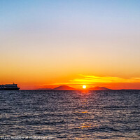 Buy canvas prints of Blue Star Ferry Agean Sea at Sunset  by Jim Key