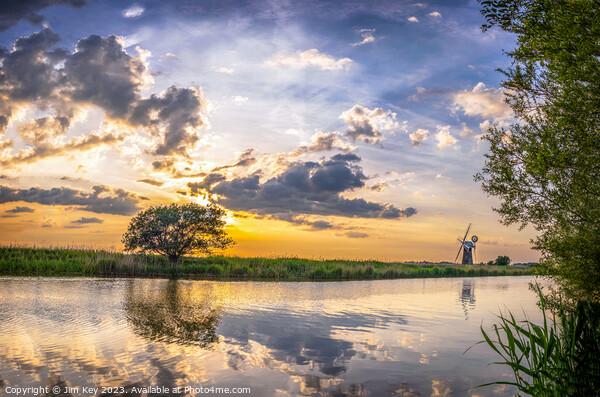 River Thurne Sunset Norfolk Broads  Picture Board by Jim Key