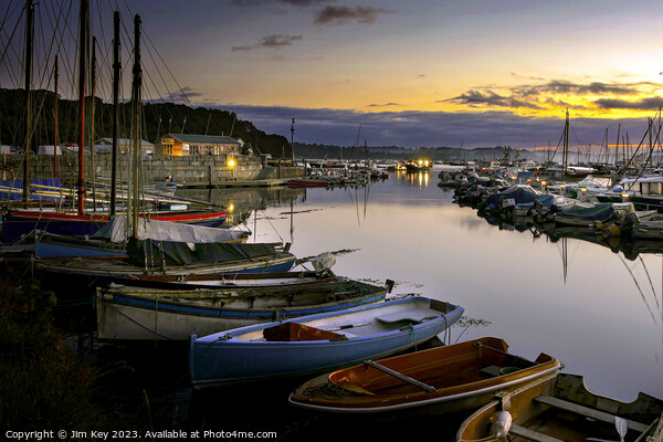 A Serene Sunrise at Mylor Yacht Harbour   Picture Board by Jim Key