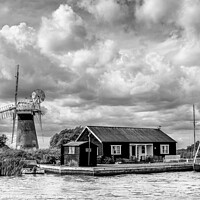 Buy canvas prints of Norfolk Broads Black and White      by Jim Key