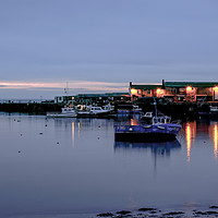 Buy canvas prints of Lyme Regis Cobb Harbour - Dawn by Jim Key