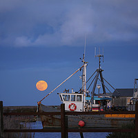 Buy canvas prints of Brancaster Staithe Norfolk Supermoon by Jim Key