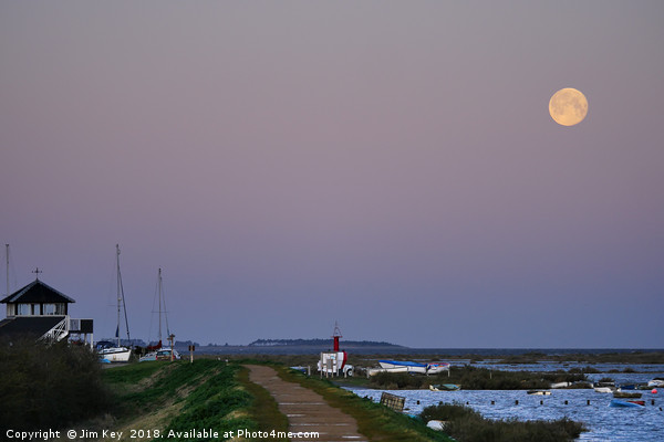 Supermoon Setting over Morston  Picture Board by Jim Key