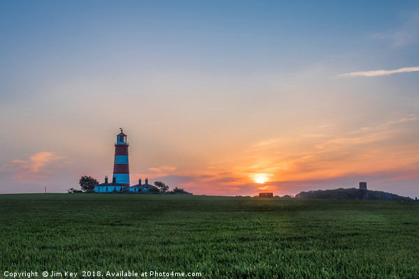 Happisburgh Lighthouse at Sunset Picture Board by Jim Key