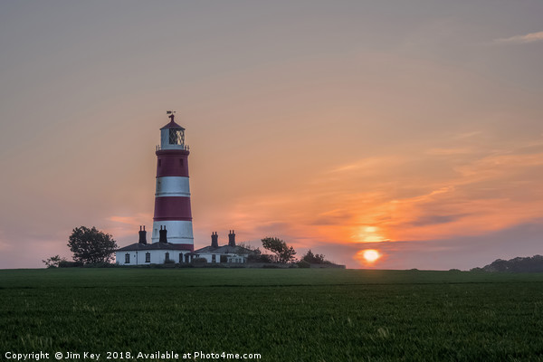 Happisburgh Lighthouse at Sunset  Picture Board by Jim Key
