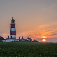 Buy canvas prints of Happisburgh Lighthouse at Sunset  by Jim Key