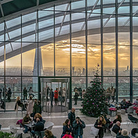 Buy canvas prints of Christmas sunset at the Sky Garden by Jim Key