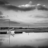 Buy canvas prints of Boat at Burnham Overy  Black and White by Jim Key