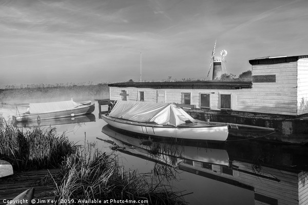 Norfolk Broads Black and White Picture Board by Jim Key