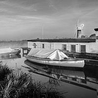 Buy canvas prints of Norfolk Broads Black and White by Jim Key