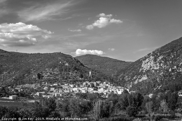 Roquebrune France Black and White Picture Board by Jim Key