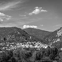 Buy canvas prints of Roquebrune France Black and White by Jim Key