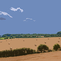 Buy canvas prints of Hay Bales in Rural Norfolk Digital Art by Jim Key