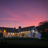 Buy canvas prints of Country Pub at Sunset by Jim Key