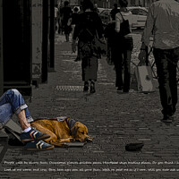 Buy canvas prints of Homeless Man and Dog  by Jim Key