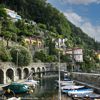 Buy canvas prints of Cannero Riviera Harbour Lake Maggiore Italy  by Jim Key