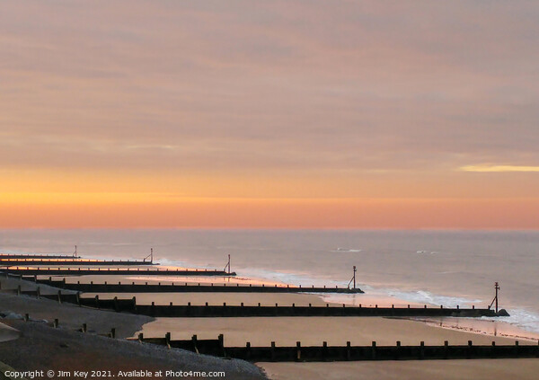 Sunset Sheringham Beach North Norfolk Picture Board by Jim Key