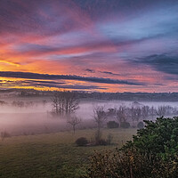 Buy canvas prints of Misty Morning Sunrise by Dave Williams