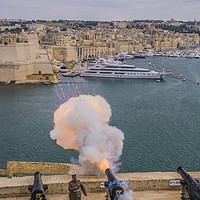 Buy canvas prints of Cannon Fire, Valletta, Malta by Dave Williams