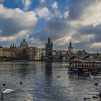 Buy canvas prints of Vitava River and Charles Bridge by Dave Williams