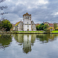 Buy canvas prints of The Ancient All Saints Church at Bisham by Dave Williams