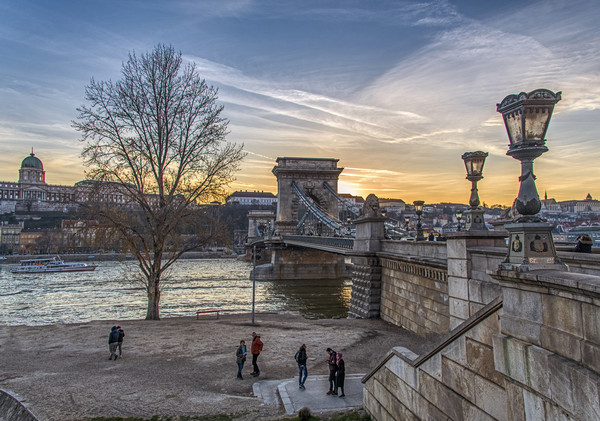 Szechenyi Chain Bridge in Budapest Picture Board by Dave Williams