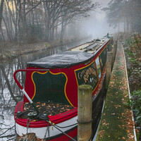 Buy canvas prints of Foggy Morning on the Canal  by Dave Williams