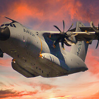 Buy canvas prints of Airbus A400M in Flight by Dave Williams