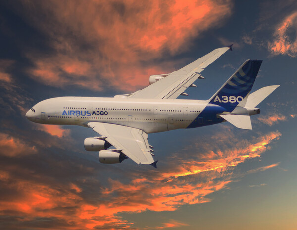 Airbus A380 in Flight Picture Board by Dave Williams
