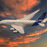 Buy canvas prints of Airbus A380 in Flight by Dave Williams