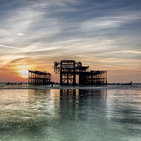 Buy canvas prints of Sunrise after the West Pier Fire _ Brighton by Dave Williams
