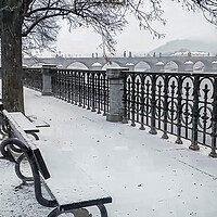 Buy canvas prints of Snowy winters day in Prague by Dave Williams