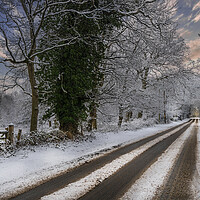 Buy canvas prints of The Eversley Snow Road  by Dave Williams