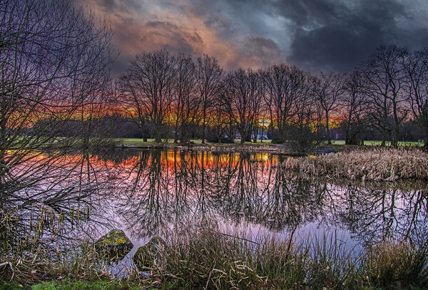 Dramatic Sky at Yateley Green Pond Picture Board by Dave Williams