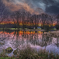 Buy canvas prints of Dramatic Sky at Yateley Green Pond by Dave Williams