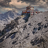 Buy canvas prints of Tibet Hutte, Stelvio Pass, Italy by Dave Williams