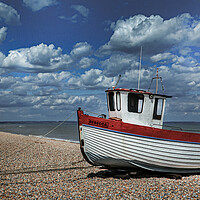 Buy canvas prints of Fishing Boat Rebecca on Dungeness Beach by Dave Williams