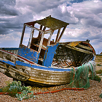 Buy canvas prints of Wrecked Trawler at Dungeness Beach by Dave Williams
