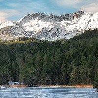 Buy canvas prints of Snow-capped mountains and frozen lake by Daniela Simona Temneanu
